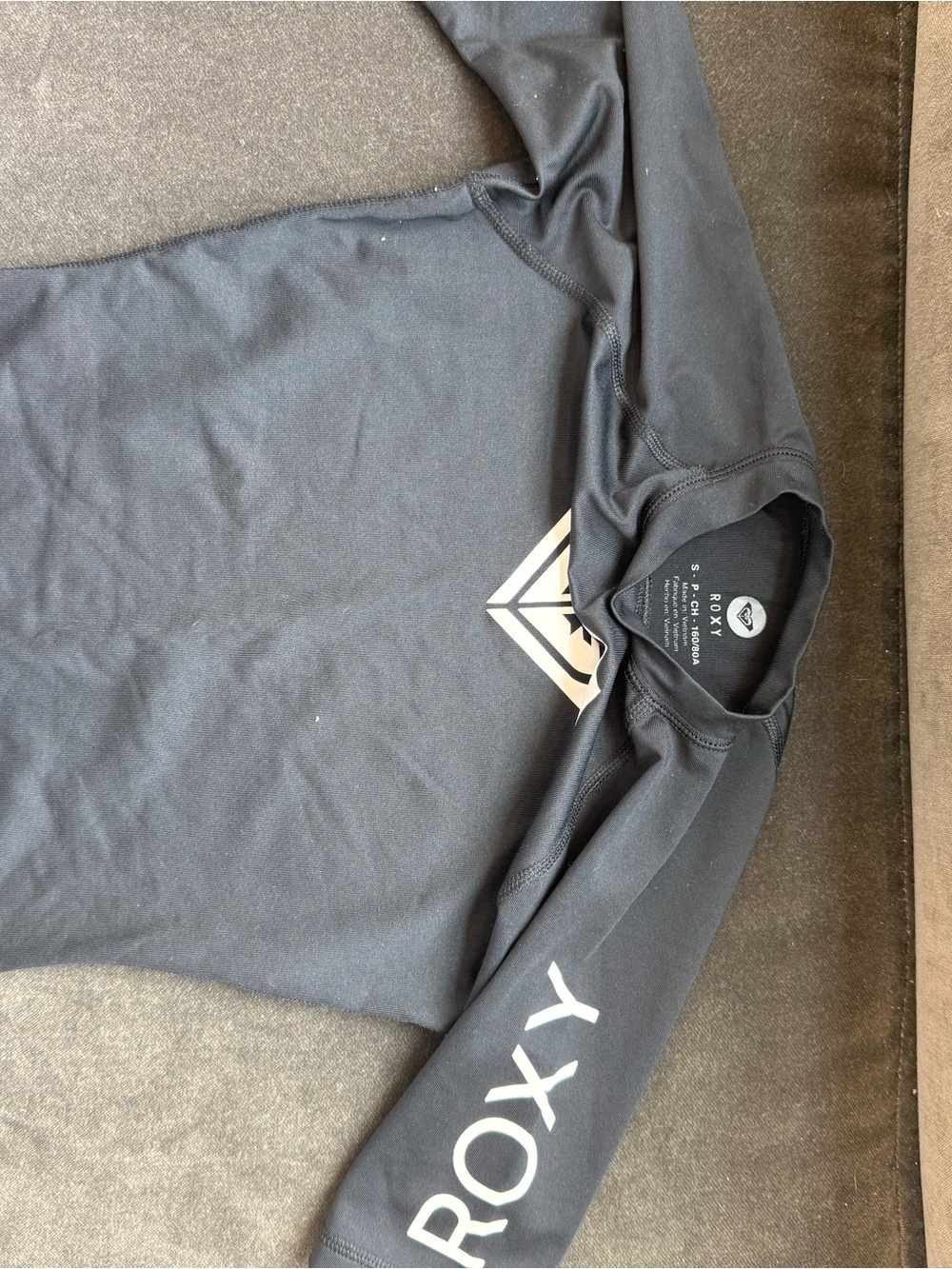 Roxy Black Long-Sleeve Performance Tee with White Logo